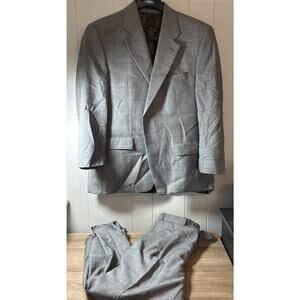 RALPH LAUREN Glen Check Plaid Wool Men 2pc Suit Blazer 42S Vintage S4